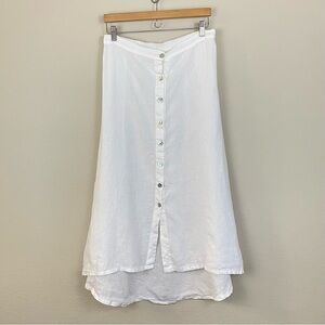 Bryn Walker Cinzia 100% Linen‎ Elastic Waist Hi-Low Hem Skirt Size Small